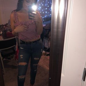 Red gingham crop top